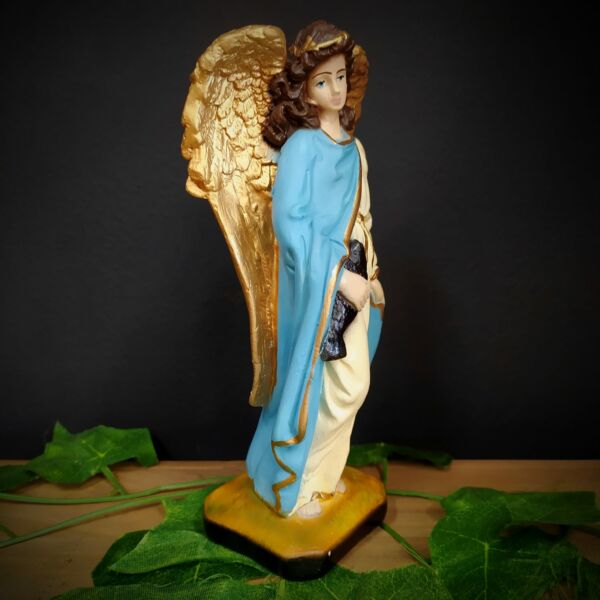 IMAGEM EM GESSO ARCANJO SÃO RAFAEL COM ASAS DOURADAS 18CM - Image 2