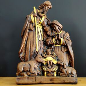 IMAGEM EM GESSO PRESÉPIO SAGRADA FAMILIA 44CM
