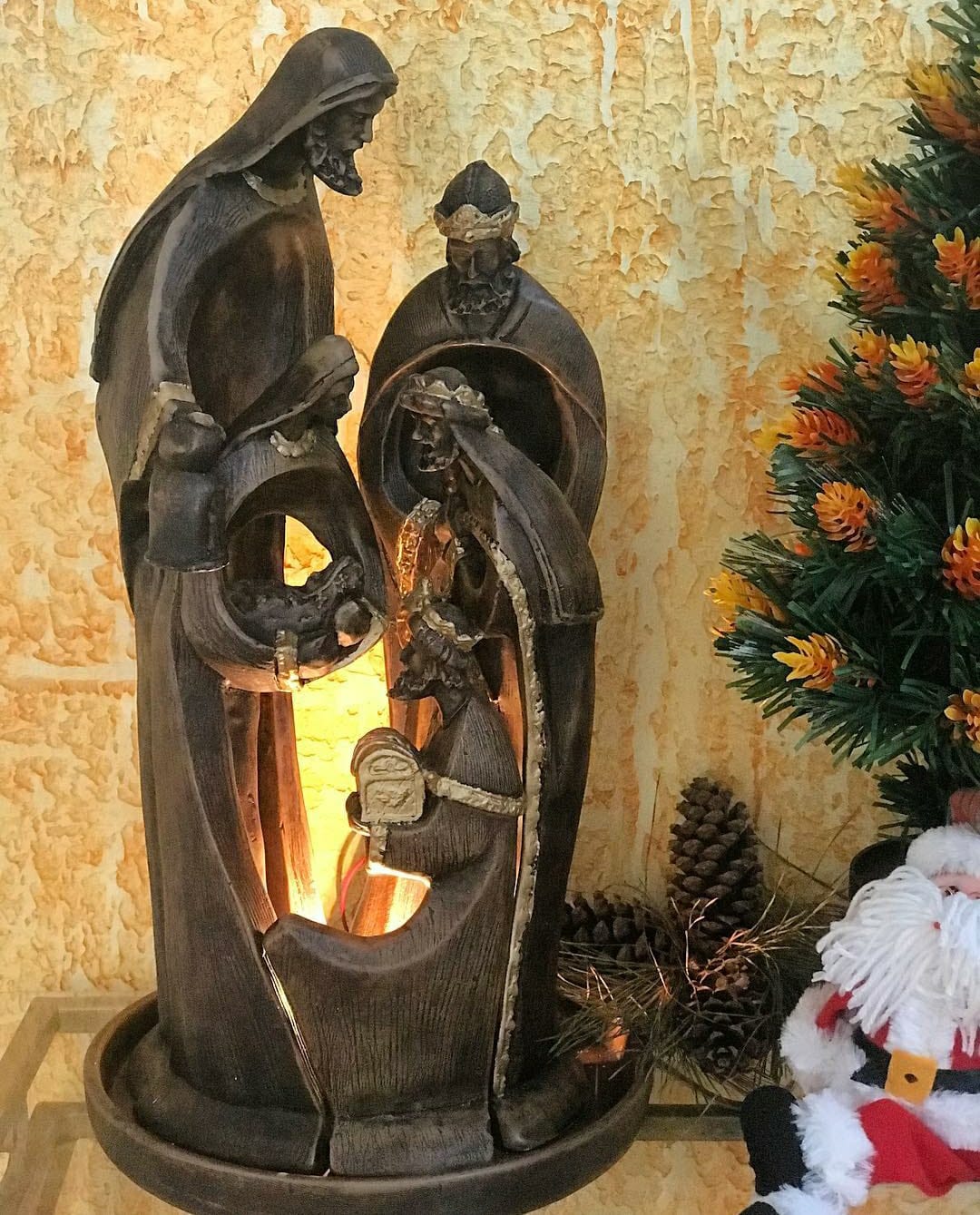 PRESÉPIO LUMINÁRIA ENVELHECIDO COM 5 PEÇAS 52CM