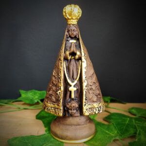 IMAGEM EM GESSO NOSSA SENHORA APARECIDA ENVELHECIDA P 16CM
