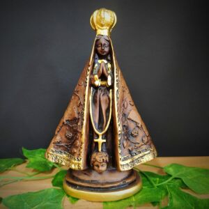 IMAGEM EM GESSO NOSSA SENHORA APARECIDA ENVELHECIDA M 21CM