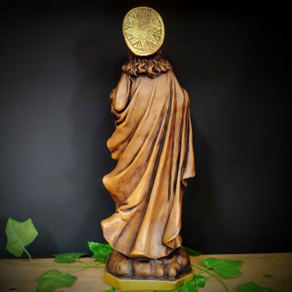IMAGEM EM GESSO SAGRADO CORAÇÃO DE JESUS ENVELHECIDO 42CM - Imagem 2