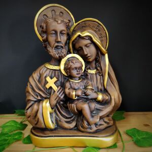 IMAGEM EM GESSO BUSTO SAGRADA FAMÍLIA ENVELHECIDA G 28CM