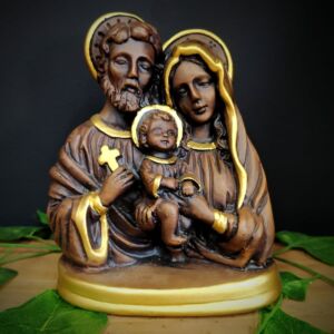 IMAGEM EM GESSO BUSTO SAGRADA FAMÍLIA ENVELHECIDA M 18CM
