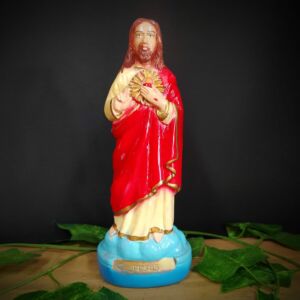 IMAGEM EM GESSO SAGRADO CORAÇÃO DE JESUS  COLORIDO 22CM - PAULISTA