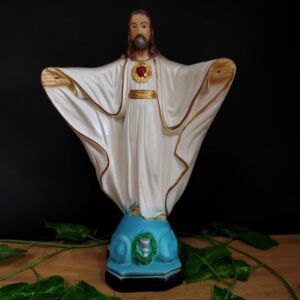 IMAGEM EM GESSO SAGRADO CORAÇÃO DE JESUS 24CM