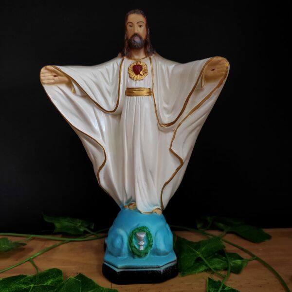 IMAGEM EM GESSO SAGRADO CORAÇÃO DE JESUS 24CM