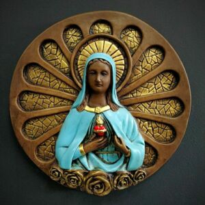 MANDALA SAGRADO CORAÇÃO DE MARIA  35 CM COLORIDA