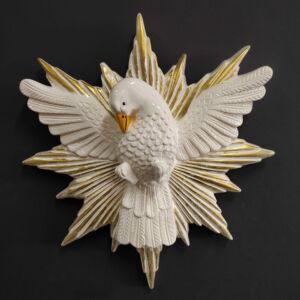 IMAGEM EM GESSO DIVINO ESPIRITO SANTO DE PAREDE BRANCO 35CM