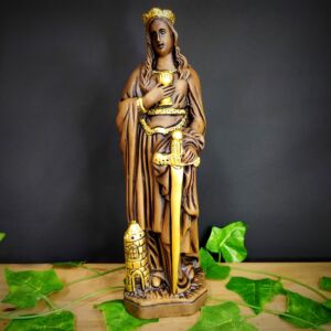 IMAGEM EM GESSO SANTA BARBARA ENVELHECIDA 30CM