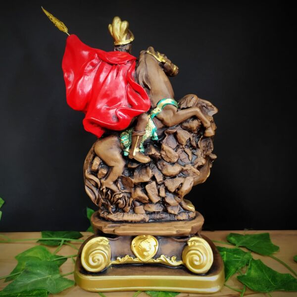 IMAGEM EM GESSO SÃO JORGE ENVELHECIDO COLORIDO COM LANÇA 30CM - Imagem 2