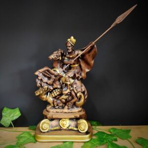 IMAGEM EM GESSO SÃO JORGE ENVELHECIDO COM LANÇA 30CM