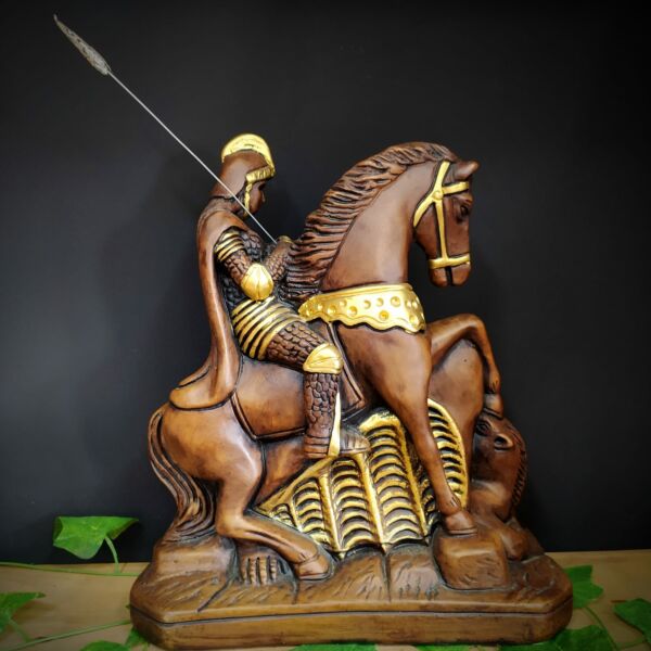 IMAGEM EM GESSO SÃO JORGE COM BASE ENVELHECIDO 38CM - Imagem 2