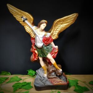 IMAGEM EM GESSO ARCANJO SÃO MIGUEL 36CM