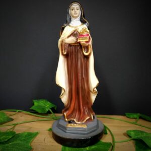 IMAGEM EM GESSO SANTA EDWIGES ROUPA MARROM 20CM
