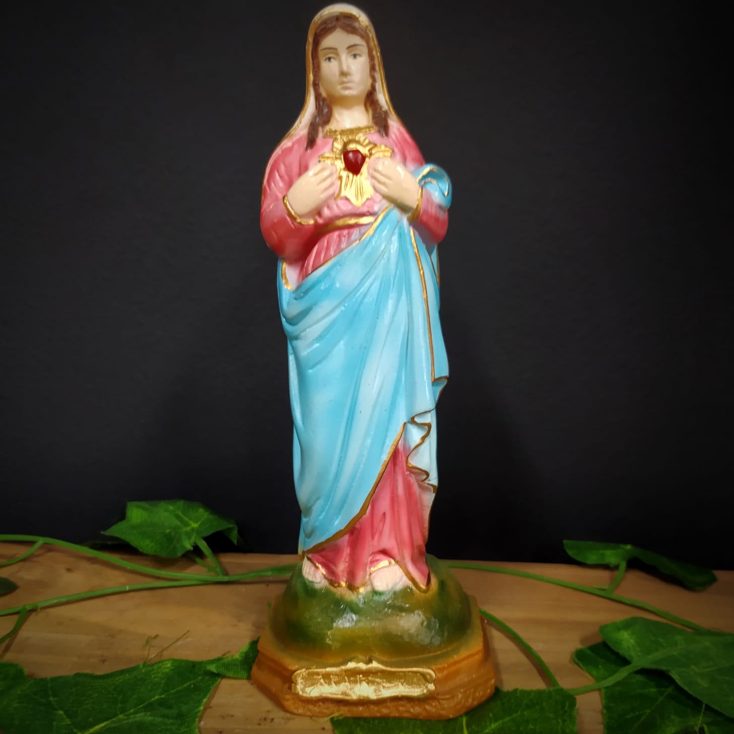 IMAGEM EM GESSO SAGRADO CORAÇÃO DE MARIA 20CM