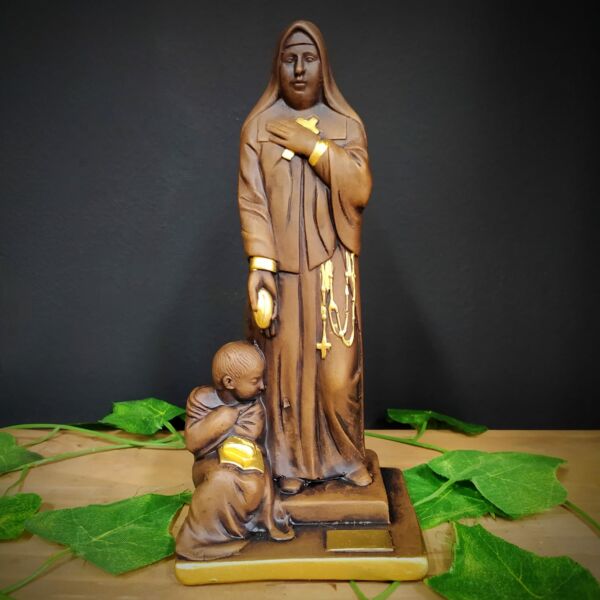 IMAGEM EM GESSO MADRE PAULINA ENVELHECIDA 22CM