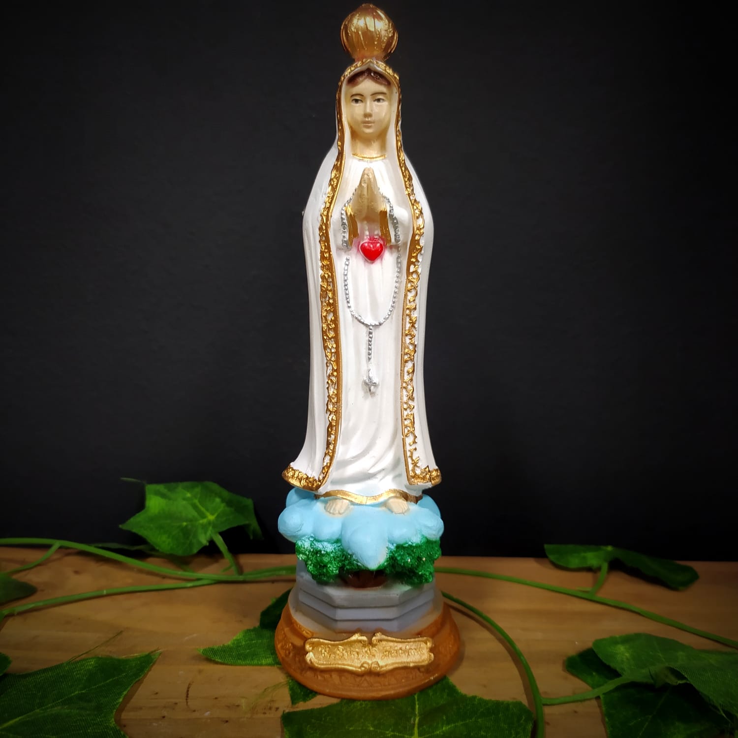 IMAGEM EM GESSO NOSSA SENHORA DE FÁTIMA 20CM