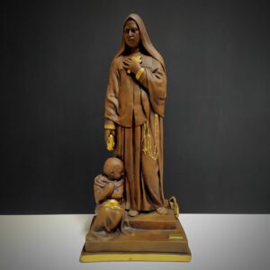 IMAGEM EM GESSO SANTA MADRE PAULINA ENVELHECIDA 48CM