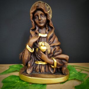 IMAGEM EM GESSO BUSTO SAGRADO CORAÇÃO DE MARIA ENVELHECIDO 19CM