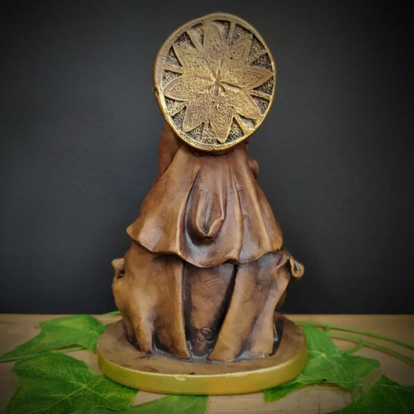 IMAGEM EM GESSO BUSTO SAGRADO CORAÇÃO DE MARIA ENVELHECIDO 19CM - Imagem 2