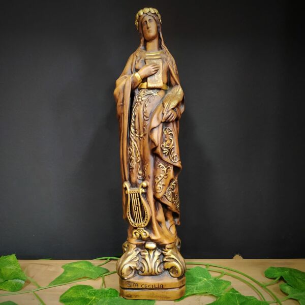 IMAGEM EM GESSO SANTA CECILIA 33CM