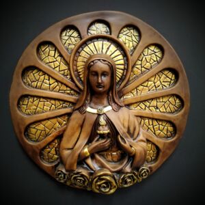 MANDALA SAGRADO CORAÇÃO DE MARIA ENVELHECIDA 35CM