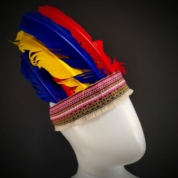 COCAR PARA CABOCLO VERMELHO AZUL E AMARELO