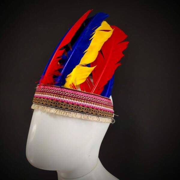 COCAR PARA CABOCLO VERMELHO AZUL E AMARELO - Imagem 2