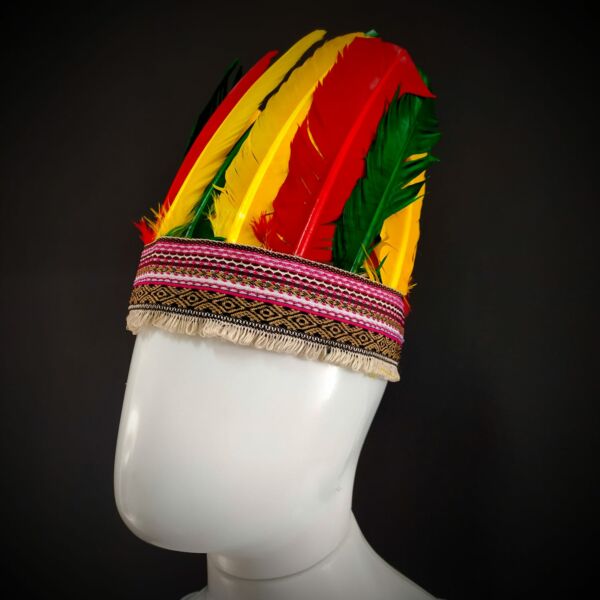 COCAR PARA CABOCLO VERDE VERMELHO E AMARELO - Imagem 2