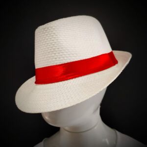 CHAPÉU PANAMÁ BRANCO COM FITA VERMELHA