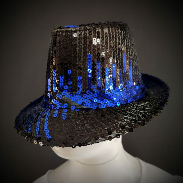 CHAPÉU ANAMÁ COM PAETÊ PRETO E AZUL
