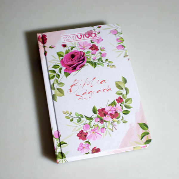 BIBLIA SAGRADA VIVA CAPA DURA SLIM CÍRCULO DE FLORES 735 PAGINAS - Imagem 2