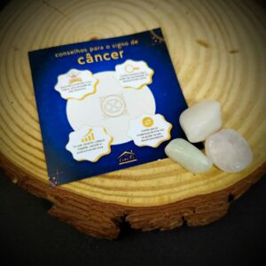 KIT PEDRAS SIGNO CÂNCER COM QUARTZO BRANCO ÁGUA MARINHA E QUARTZO ROSA
