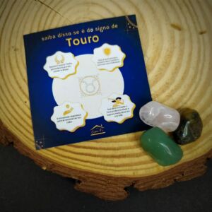 KIT PEDRAS SIGNO TOURO COM QUARTZO VERDE ESMERALDA E OLHO DE TIGRE