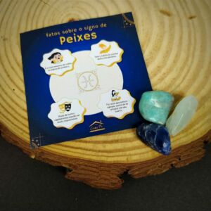 KIT PEDRAS SIGNO PEIXES COM ÁGUA MARINHA SODALITA E AMAZONITA