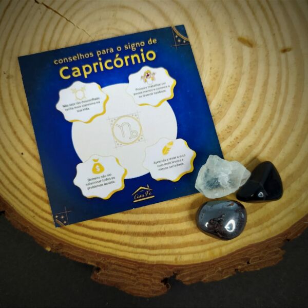 KIT PEDRAS SIGNO CAPRICÓRNIO COM ÔNIX HEMATITA E FLUORITA