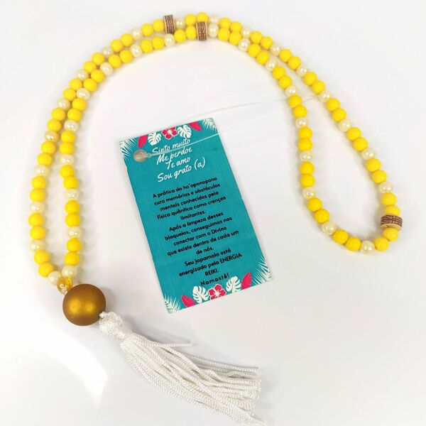 JAPAMALA COM 108 CONTAS 4MM AMARELO E BRANCO