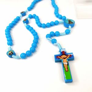 TERÇO DE ACRÍLICO PARA CRIANÇAS AZUL COM ESTOJINHO