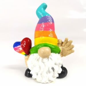 GNOMO EM RESINA COM TOUCA COLORIDA 8CM
