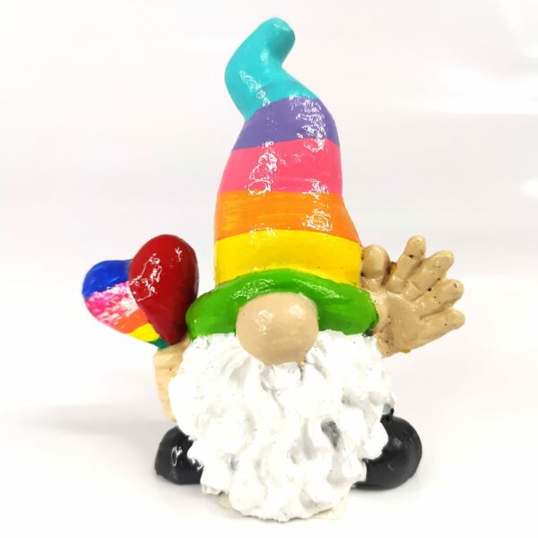 GNOMO EM RESINA COM TOUCA COLORIDA 8CM