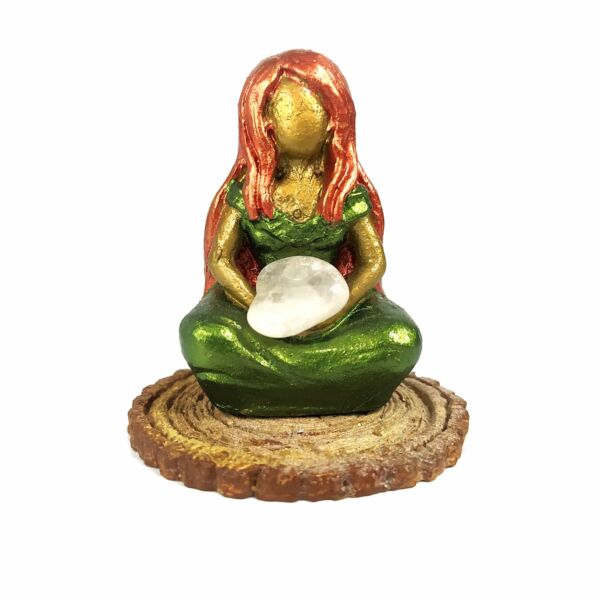 MAGA RUIVA ROUPA VERDE COM CRISTAL 8CM