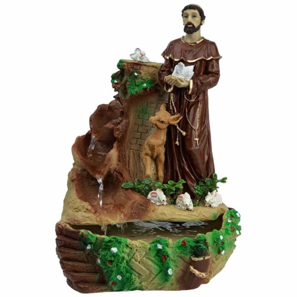 FONTE EM RESINA SÃO FRANCISCO DE ASSIS 37CM