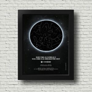 QUADRO MAPA ESTRELAR ECLIPSE LUNAR TAMANHO A3 - CASA FÉ