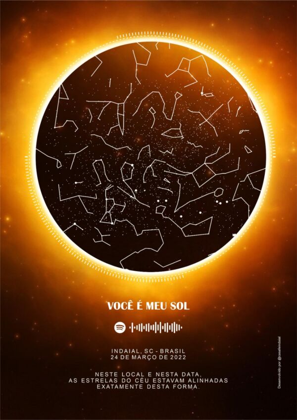 QUADRO MAPA ESTRELAR ECLIPSE SOLAR TAMANHO A3 - CASA FÉ - Image 3