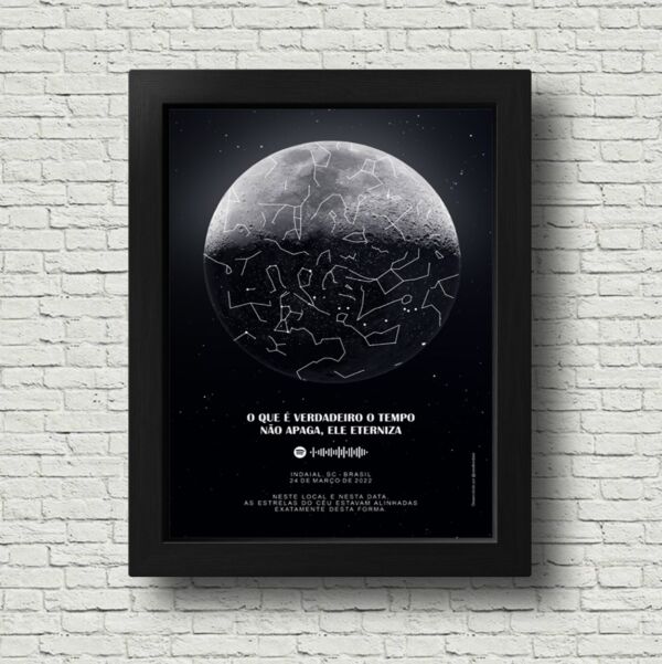 QUADRO MAPA ESTRELAR LUA CHEIA TAMANHO A3 - CASA FÉ