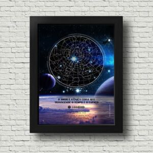QUADRO MAPA ESTRELAR GALÁXIA TAMANHO A4 - CASA FÉ