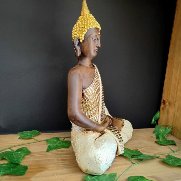 BUDA HINDU ENVELHECIDO E BRANCO COM STRASS 40CM - Imagem 2