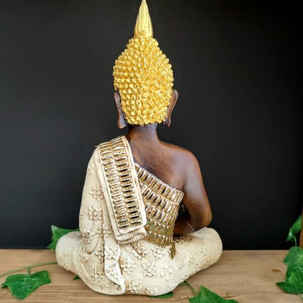 BUDA HINDU ENVELHECIDO E BRANCO COM STRASS 40CM - Imagem 3
