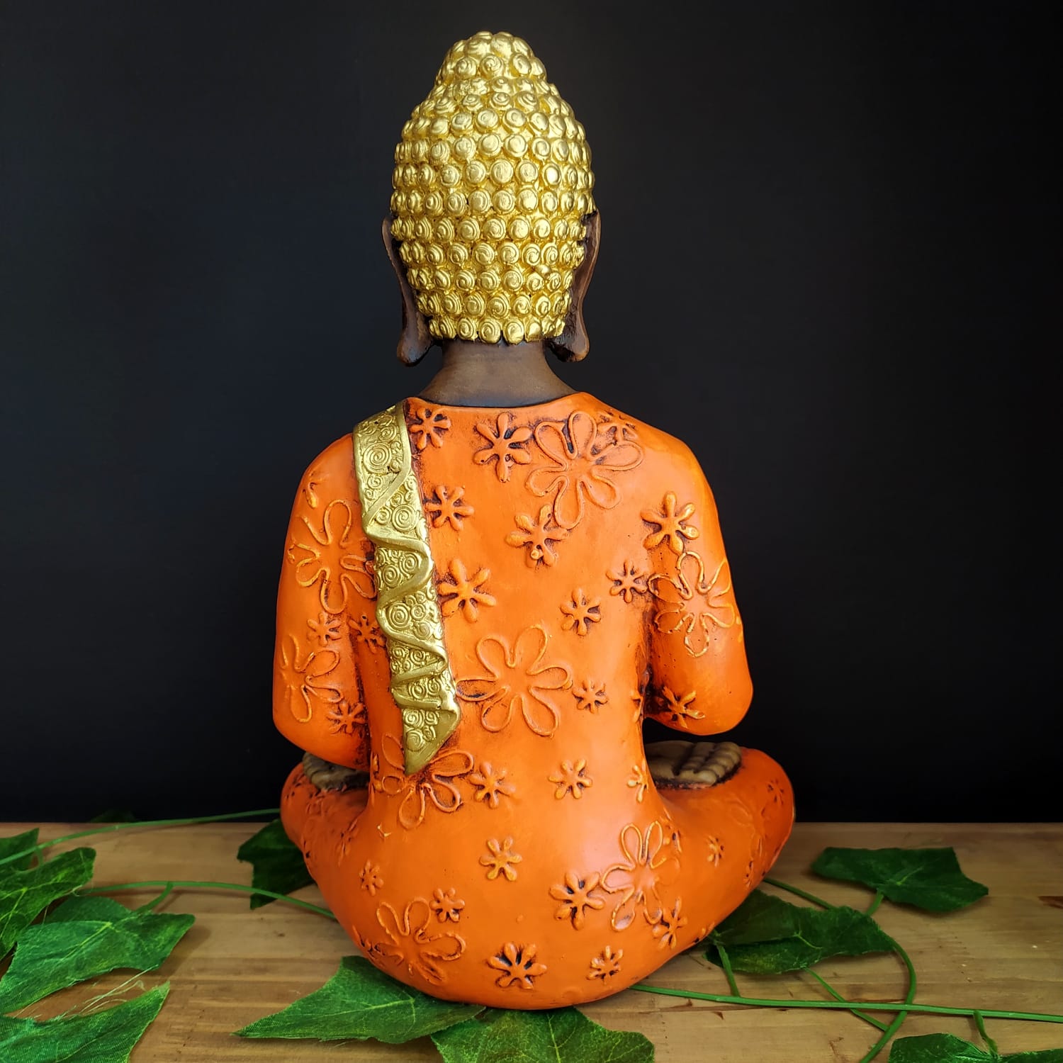 BUDA TAILANDÊS ENVELHECIDO COM LARANJADO 30CM - Imagem 2